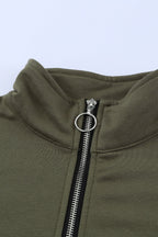 Side Slit Half Zip Long Sleeve Sweatshirt