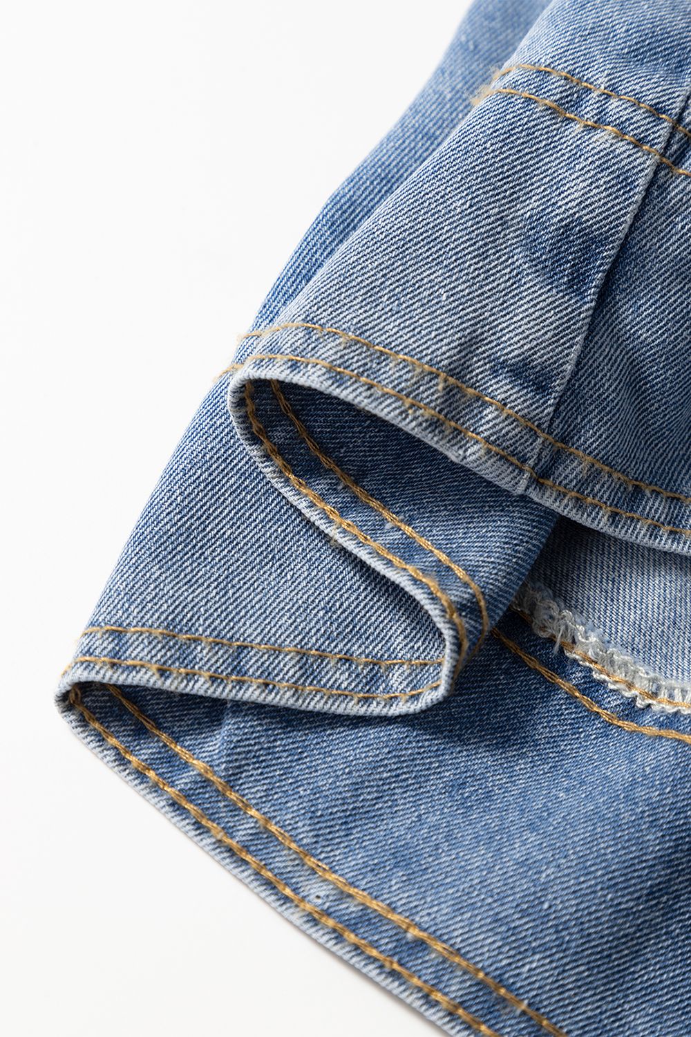 Lapel Collar Peplum Denim Top