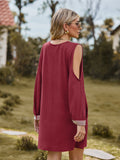V-Neck Cutout Sleeve Mini Dress - felvior