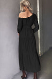 Belted One-Shoulder Tiered Maxi Dress - felvior