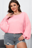 Plus Size Lantern Sleeve Dropped Shoulder Blouse - felvior
