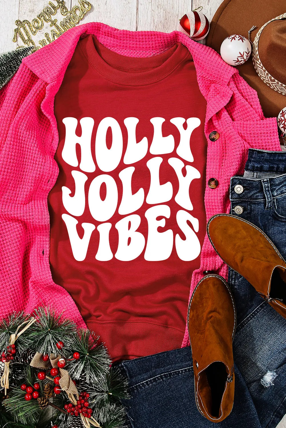 Letter Graphic Round Neck Long Sleeve Sweatshirt - felvior
