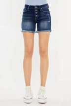 Kancan Mid Rise Button Fly Denim Shorts