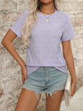Eyelet Round Neck Short Sleeve Top