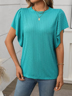 Round Neck Flutter Sleeve T-Shirt