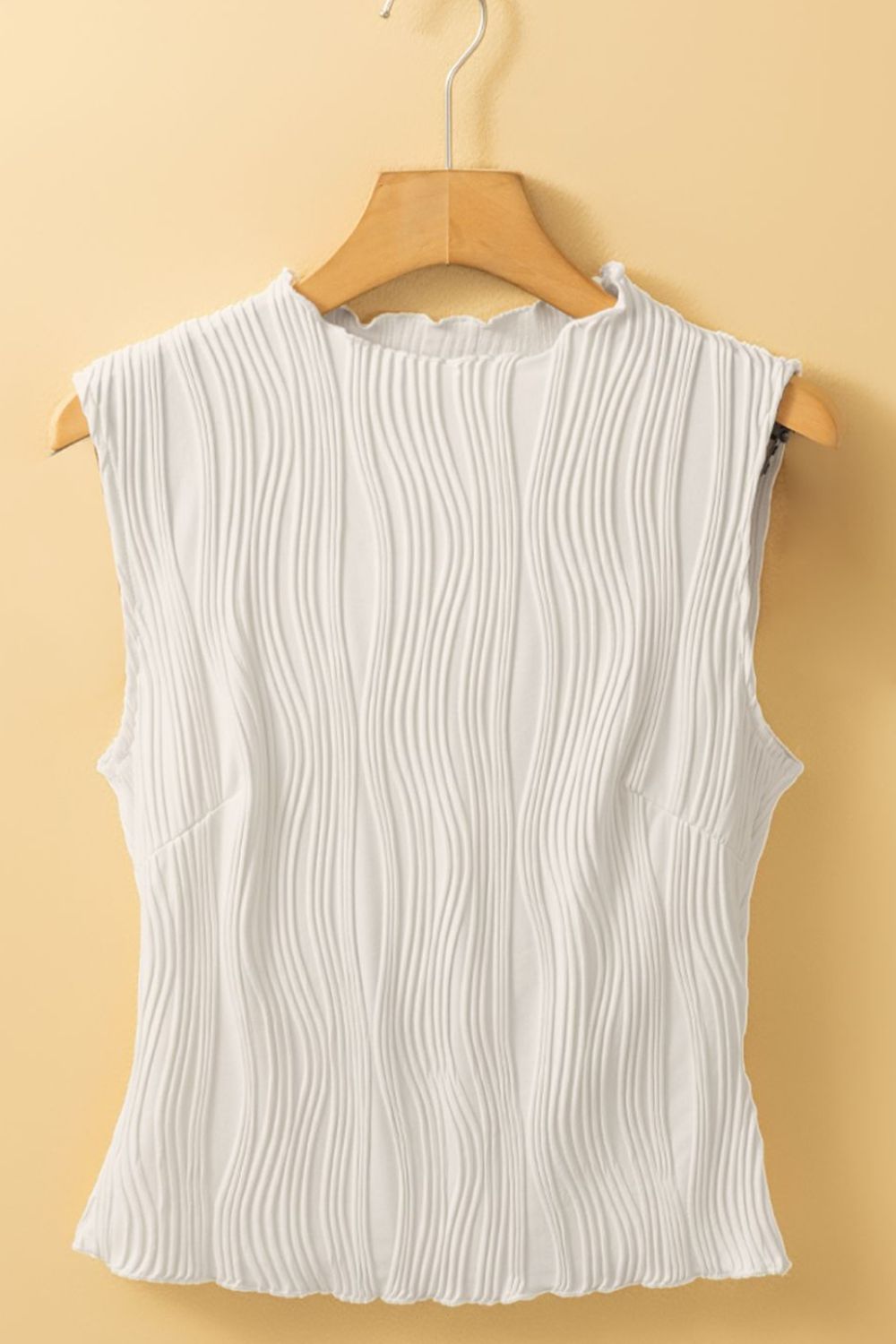 Wavy Textured Mock Neck Tank