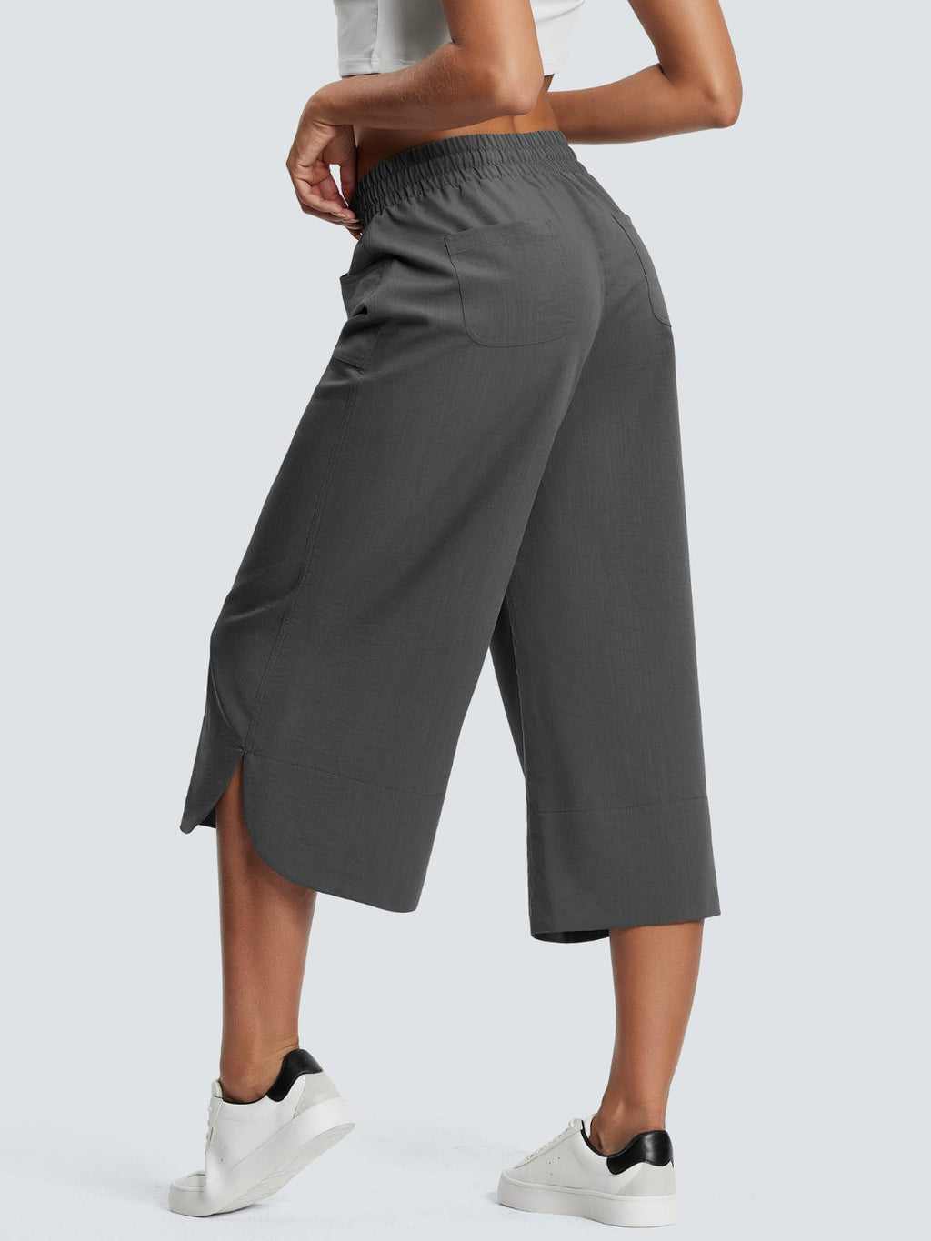 Full Size Drawstring Wide Leg Capris Pants Plus Size