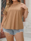 Plus Size Lace Round Neck Short Sleeve T-Shirt
