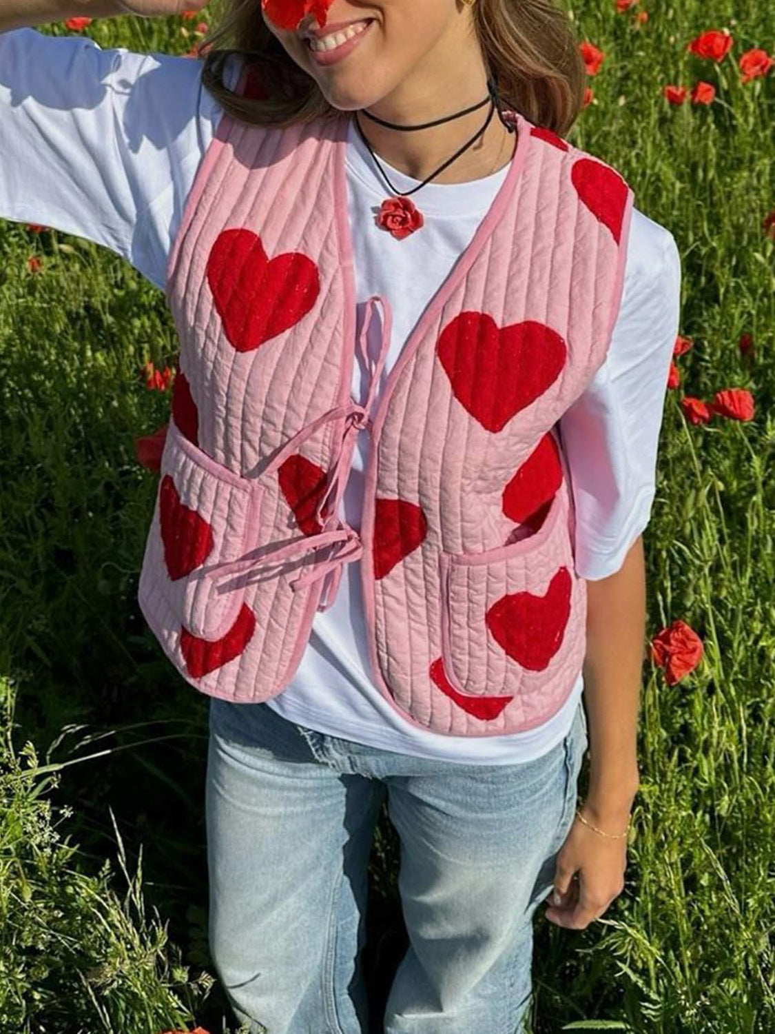 Tied Heart Vest with Pockets - felvior