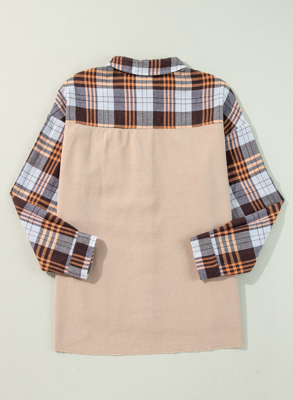 Plaid Button Up Long Sleeve Shacket - felvior