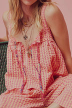 Tied Front Textured Square Neck Cami