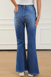 Elastic Waist Bootcut Jeans with Pockets - felvior