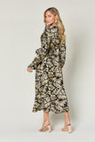 Double Take Full Size Tie Back Flounce Sleeve Dress - felvior