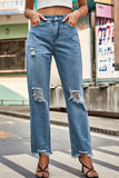 Distressed Buttoned Loose Fit Jeans - felvior