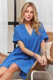 ADORA Tiered Notched Short Sleeve Dress - felvior