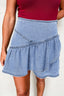 Asymmetric Ruffle Overlay Denim Mini Skirt