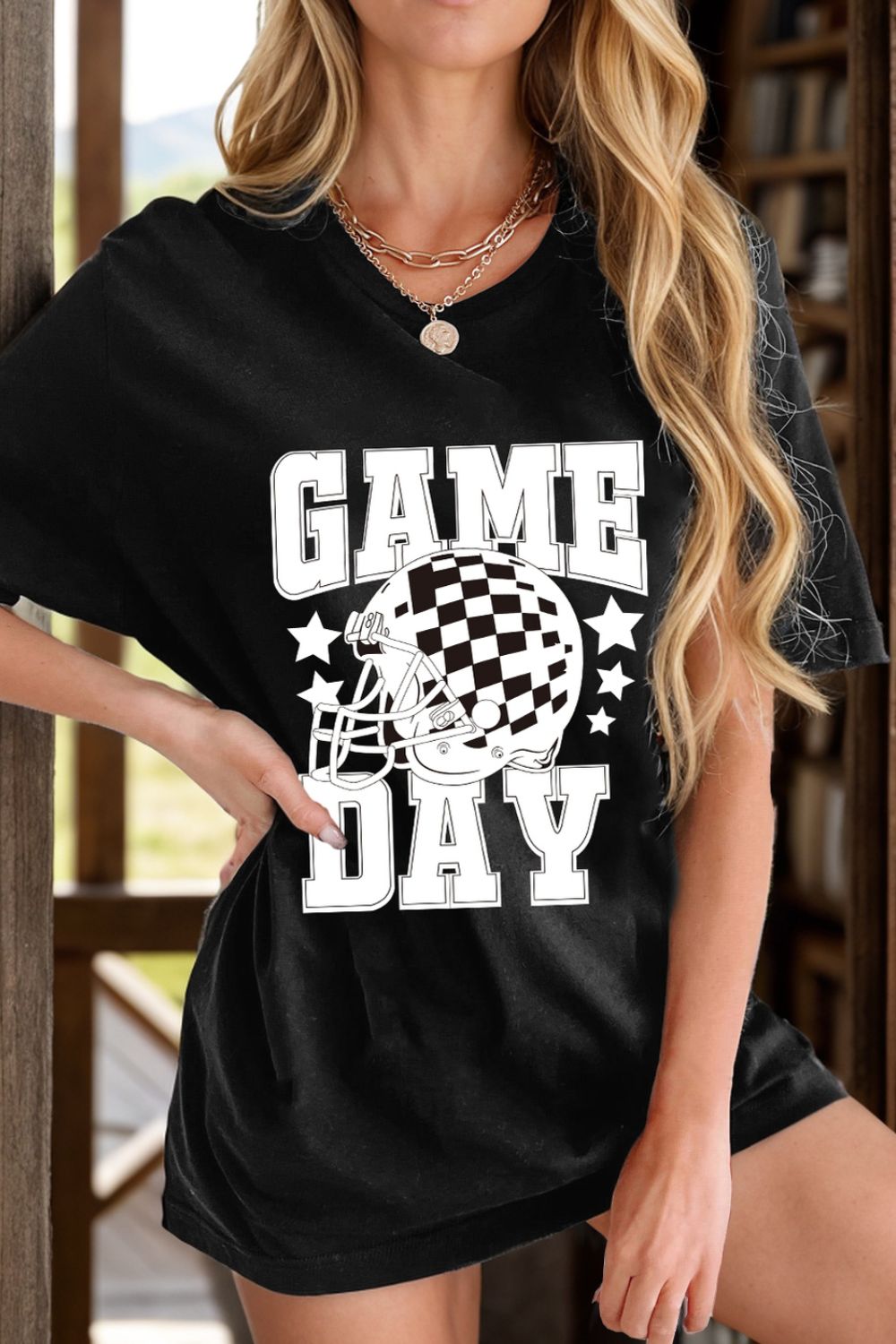 GAME DAY Round Neck Short Sleeve T-Shirt - felvior