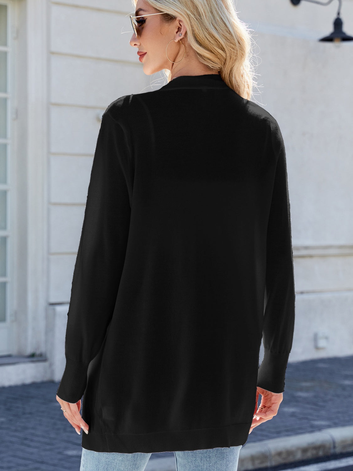 Open Front Long Sleeve Cardigan - felvior