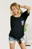 ADORA Sequin US Flag Pocketed Top