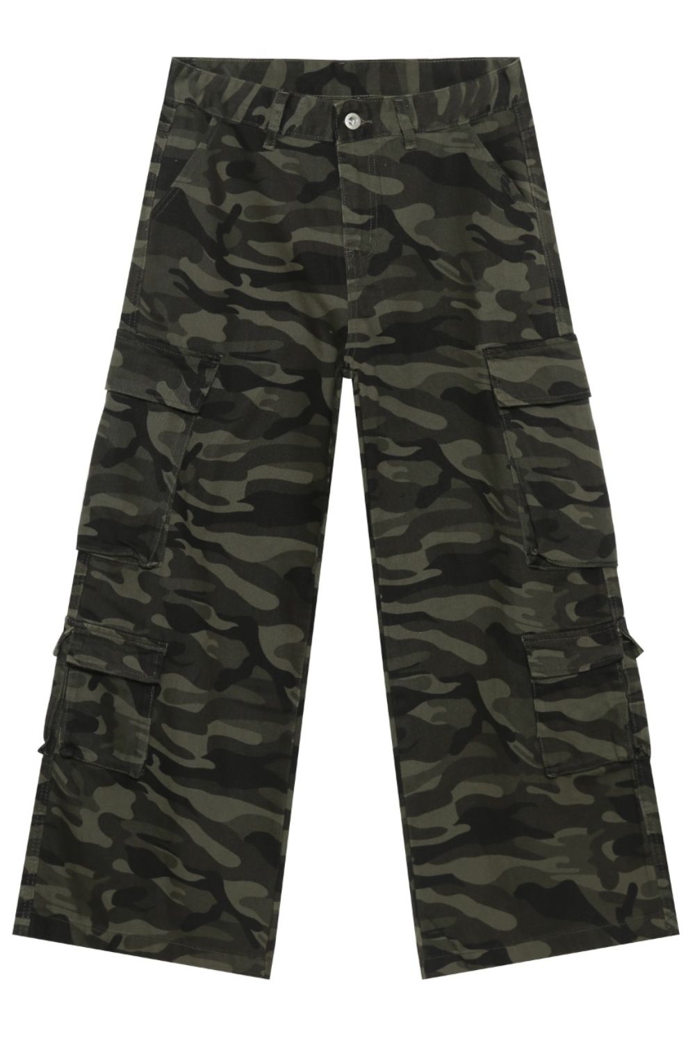 Men's Camouflage Wide Leg Jeans with Cargo Pockets - felvior