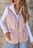 Fuzzy Zip Up Vest Coat with Pockets - felvior