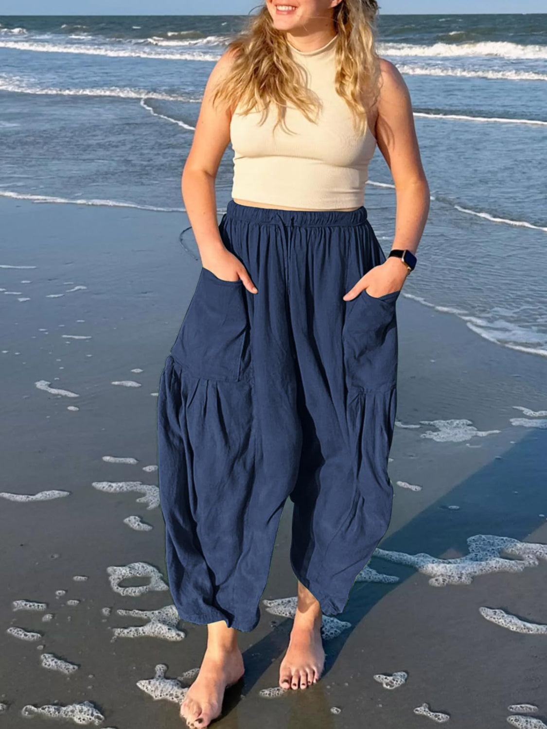 Full Size Drawstring Pants with Pockets Plus Size