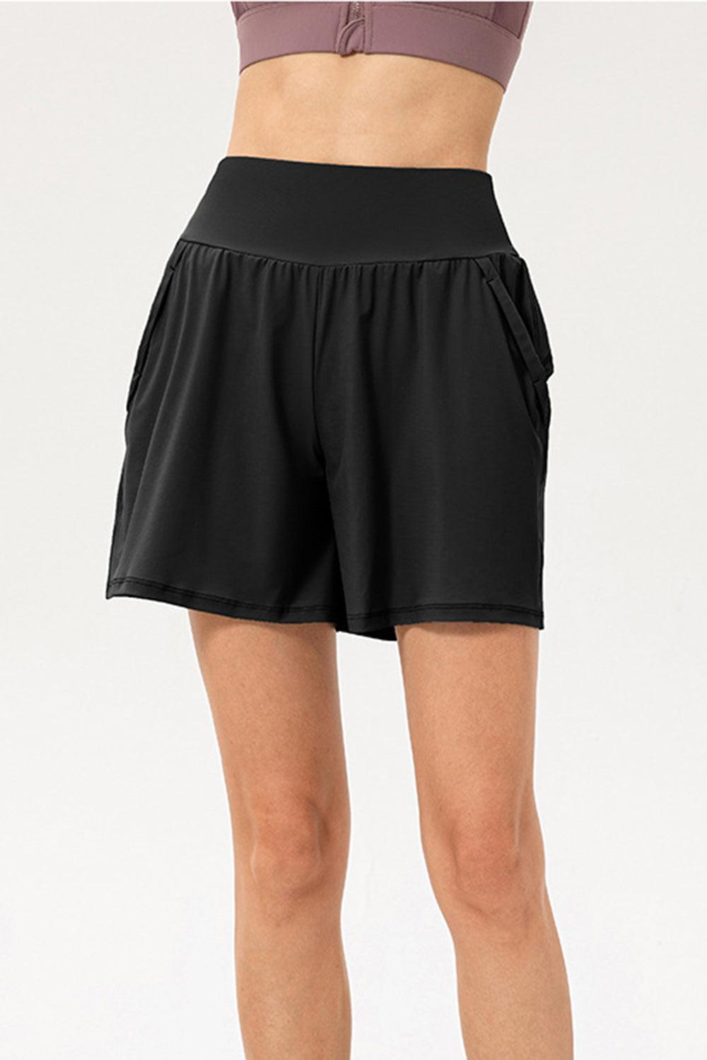 Pocketed Elastic Waist Active Shorts - felvior