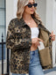 Pocketed Leopard Long Sleeve Denim Jacket