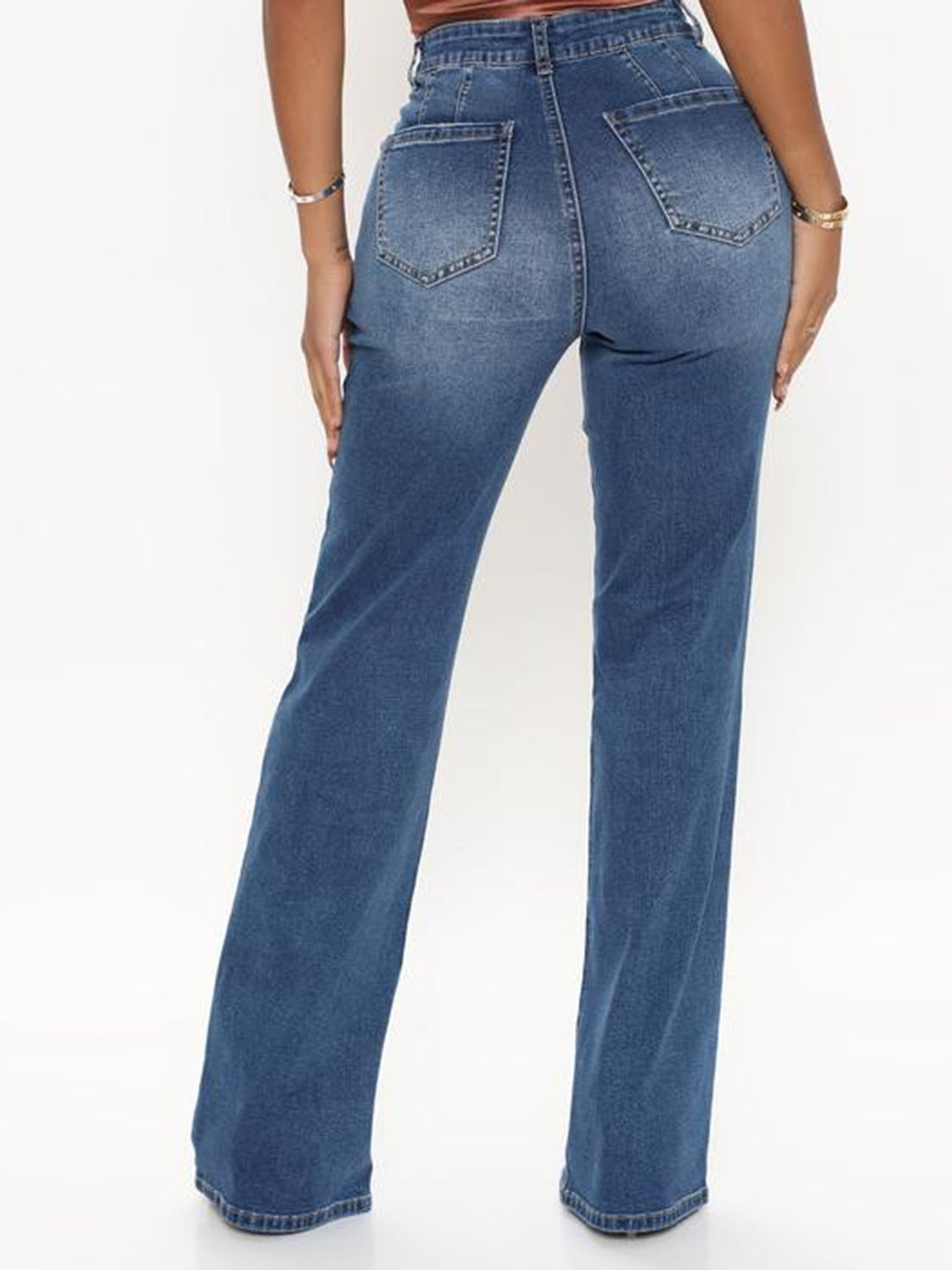 Jeans mit hohem Bund und ungesäumtem Saum Zweitbild