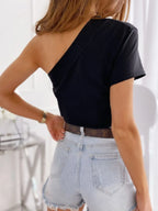 Single Shoulder Short Sleeve Top