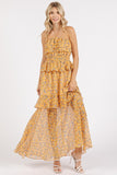 Mittoshop Ruffled Smocked Floral Halter Neck Maxi Dress - felvior