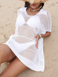 Hollow Out Collared Neck Cover-Up - felvior