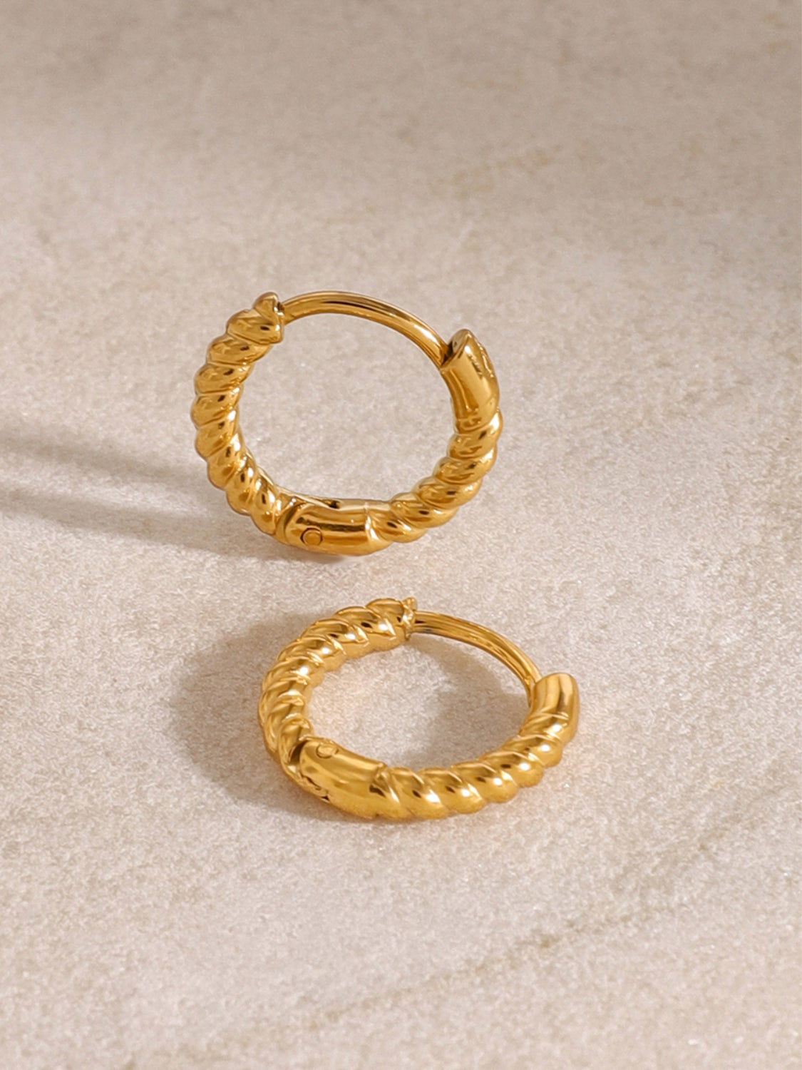 18K Gold-Plated Stainless Steel Huggie Earrings - felvior