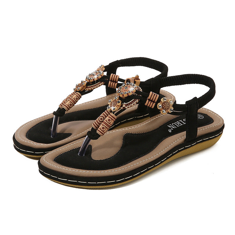 PU Leather Toe Post Flats Sandals - felvior