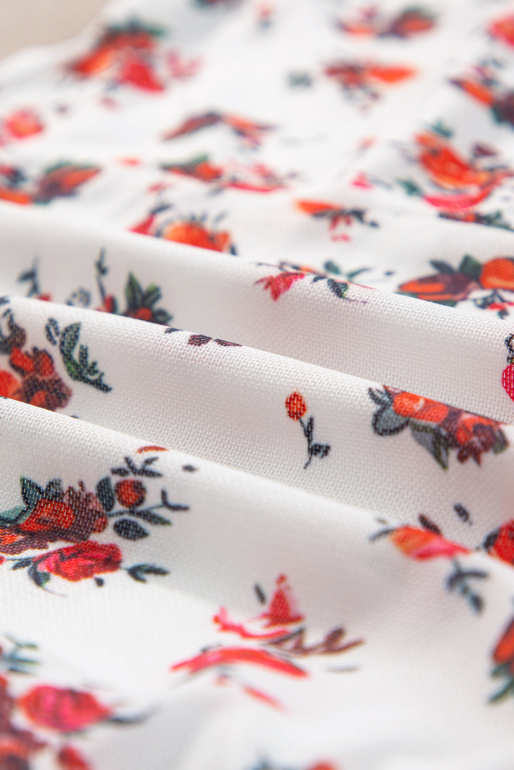 Floral Frilled Trim Spaghetti Straps Bodysuit