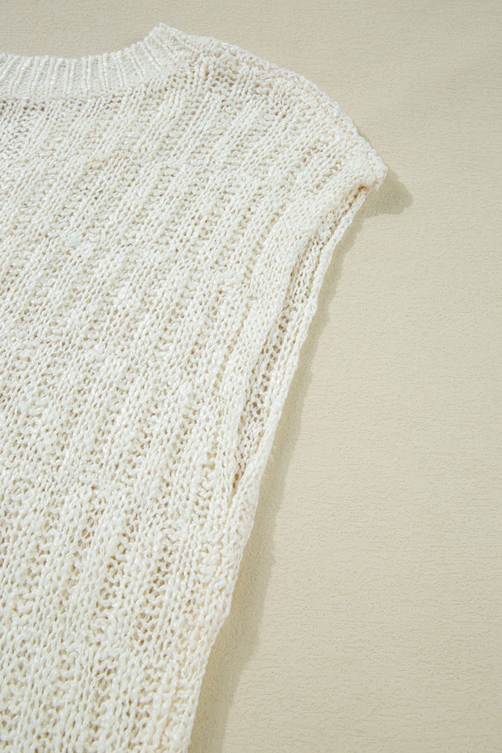 Notched Cap Sleeve Knit Top - felvior