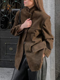 Lapel Collar Button Up Jacket - felvior