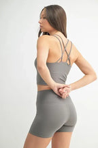 MONO B Venice Cloud Light Crisscross Sports Bra