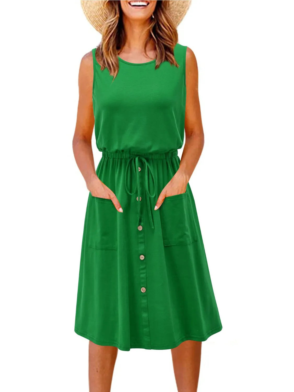 Full Size Round Neck Sleeveless Tank Dress Plus Size