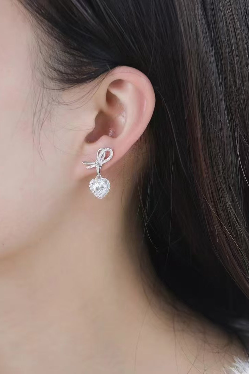 2 Carat Moissanite 925 Sterling Silver Heart Earrings - felvior