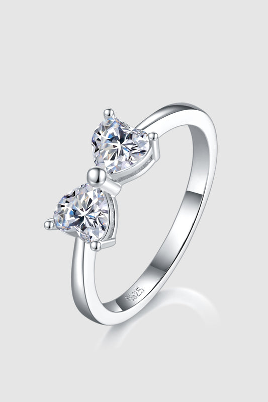 1 Carat Moissanite 925 Sterling Silver Bow Ring - felvior