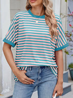 Striped Round Neck Half Sleeve T-Shirt