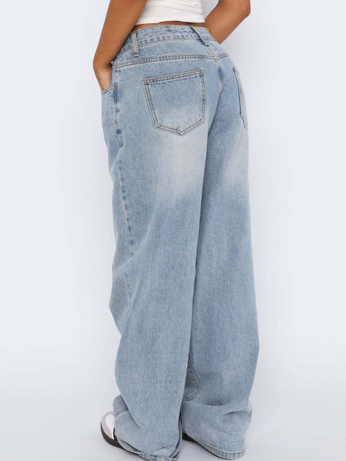 Wide Leg Jeans with Pockets - felvior