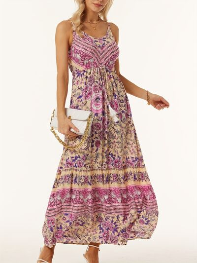Printed Scoop Neck Midi Cami Dress - felvior