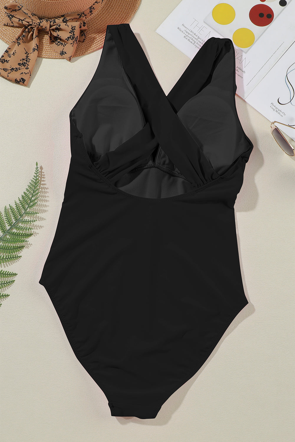 Crisscross Wide Strap One-Piece Swimwear - felvior