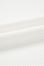 Eyelet Short Sleeve Patchwork Ribbed Top