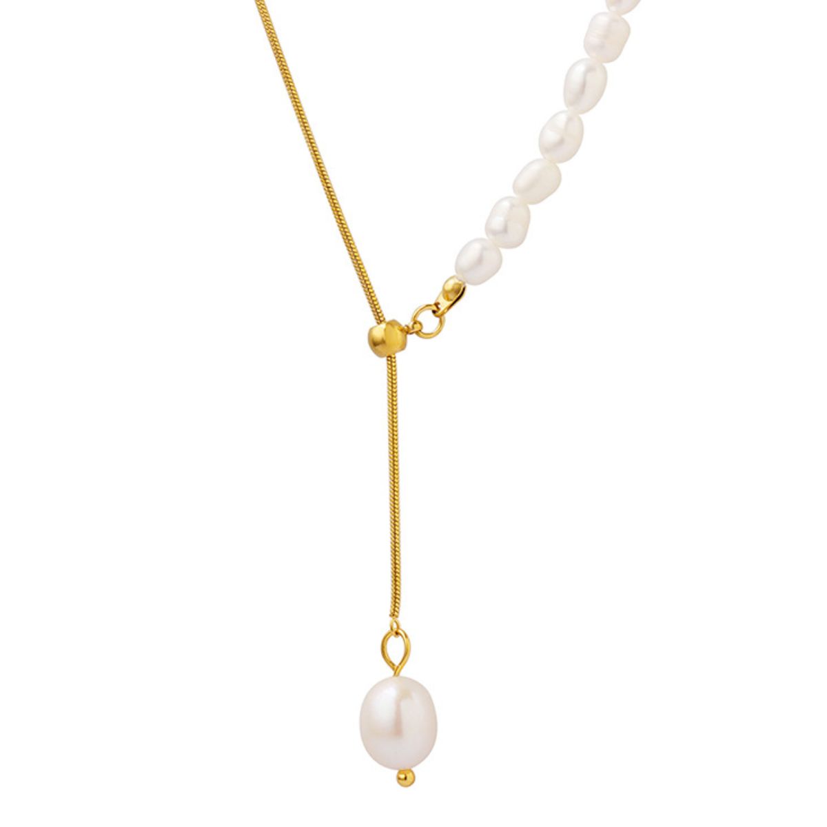 18K Gold-Plated Pearl Necklace - felvior