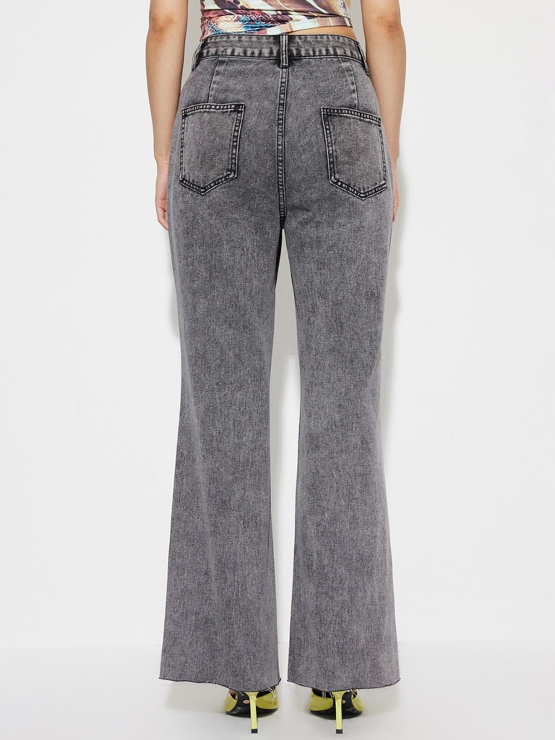 High Waist Bootcut Jeans with Pockets - felvior