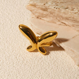 18K Gold-Plated Stainless Steel Butterfly Ring - felvior