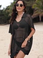 Hollow Out Collared Neck Cover-Up